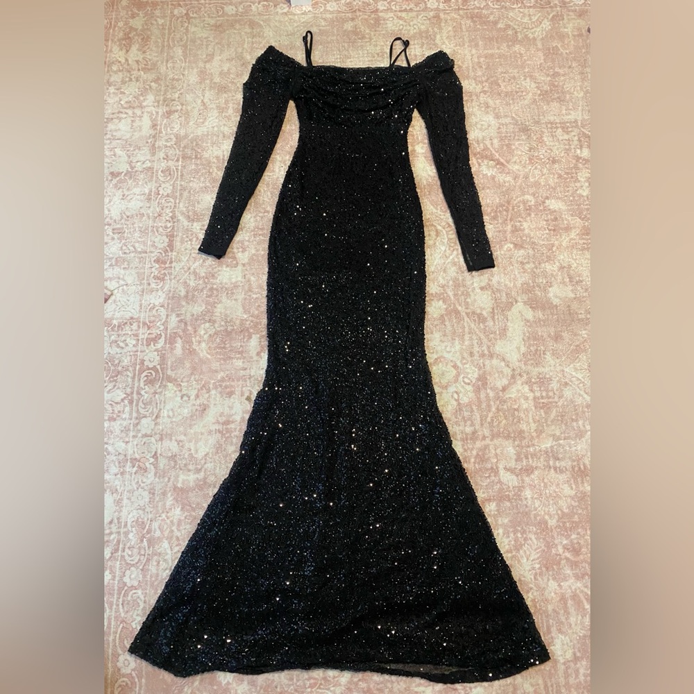 Elegant Black Sequin Evening Gown
